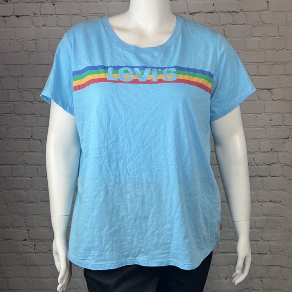 Levi’s Blue Colorful Logo Short Sleeve Tee Top Plus Size 2X - Picture 2 of 5